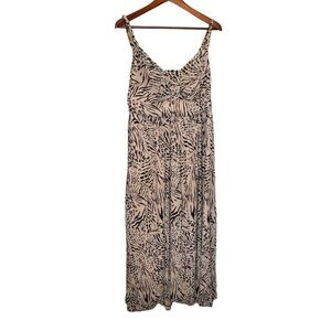 H&M Pale Pink Strappy Maxi Dress Animal Print Size Large